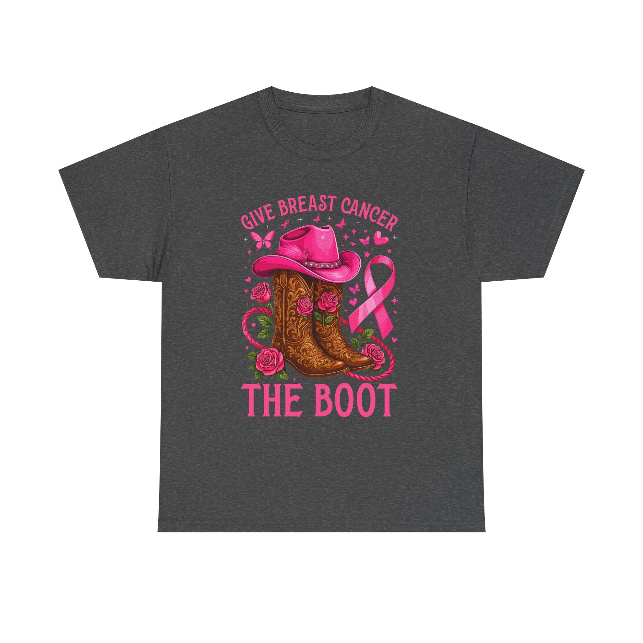 Breast Cancer Awareness T-Shirt, Unisex Tee, Give Breast Cancer the Boot Shirt, Cancer Survivor Gift, Pink Ribbon Top, Cancer Support