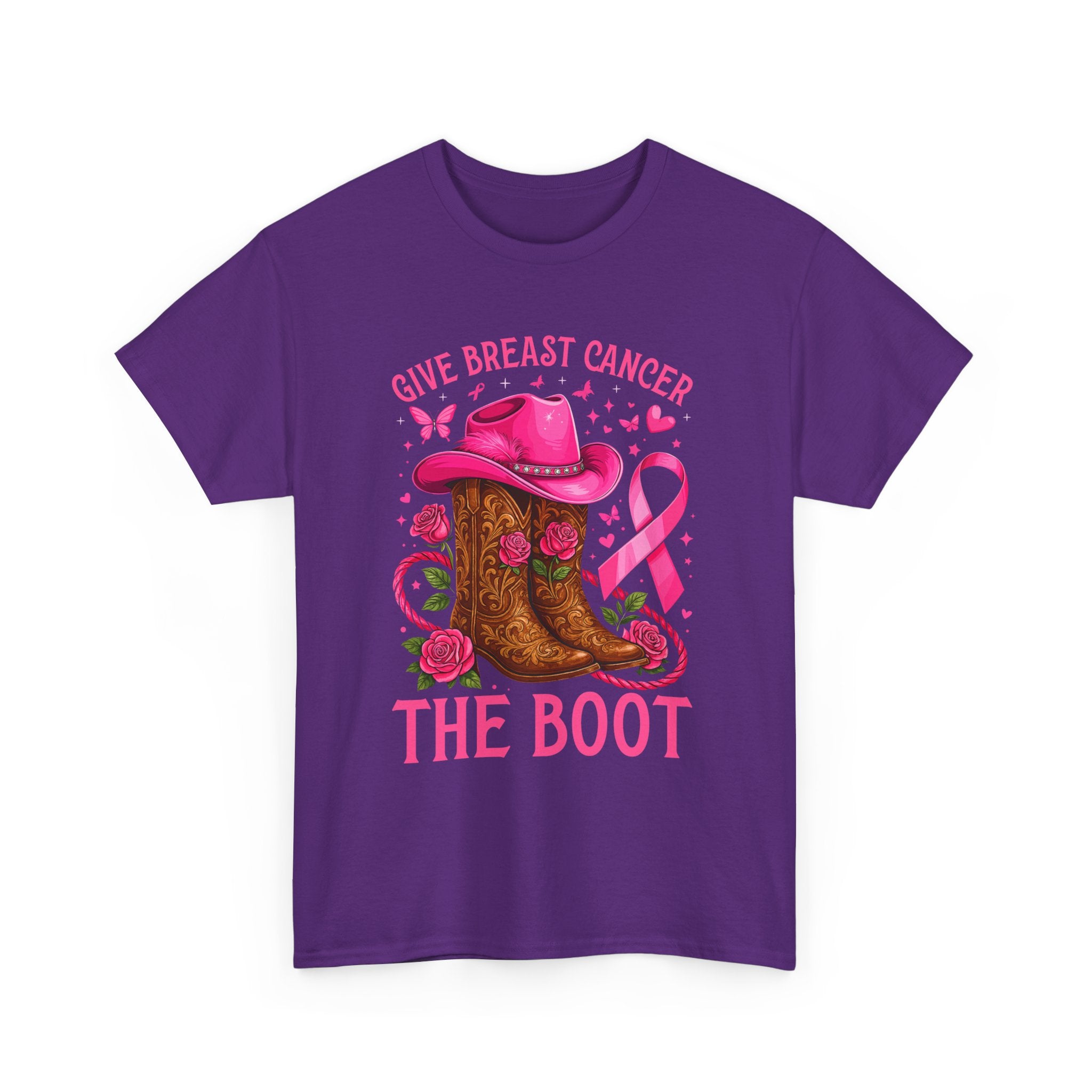 Breast Cancer Awareness T-Shirt, Unisex Tee, Give Breast Cancer the Boot Shirt, Cancer Survivor Gift, Pink Ribbon Top, Cancer Support