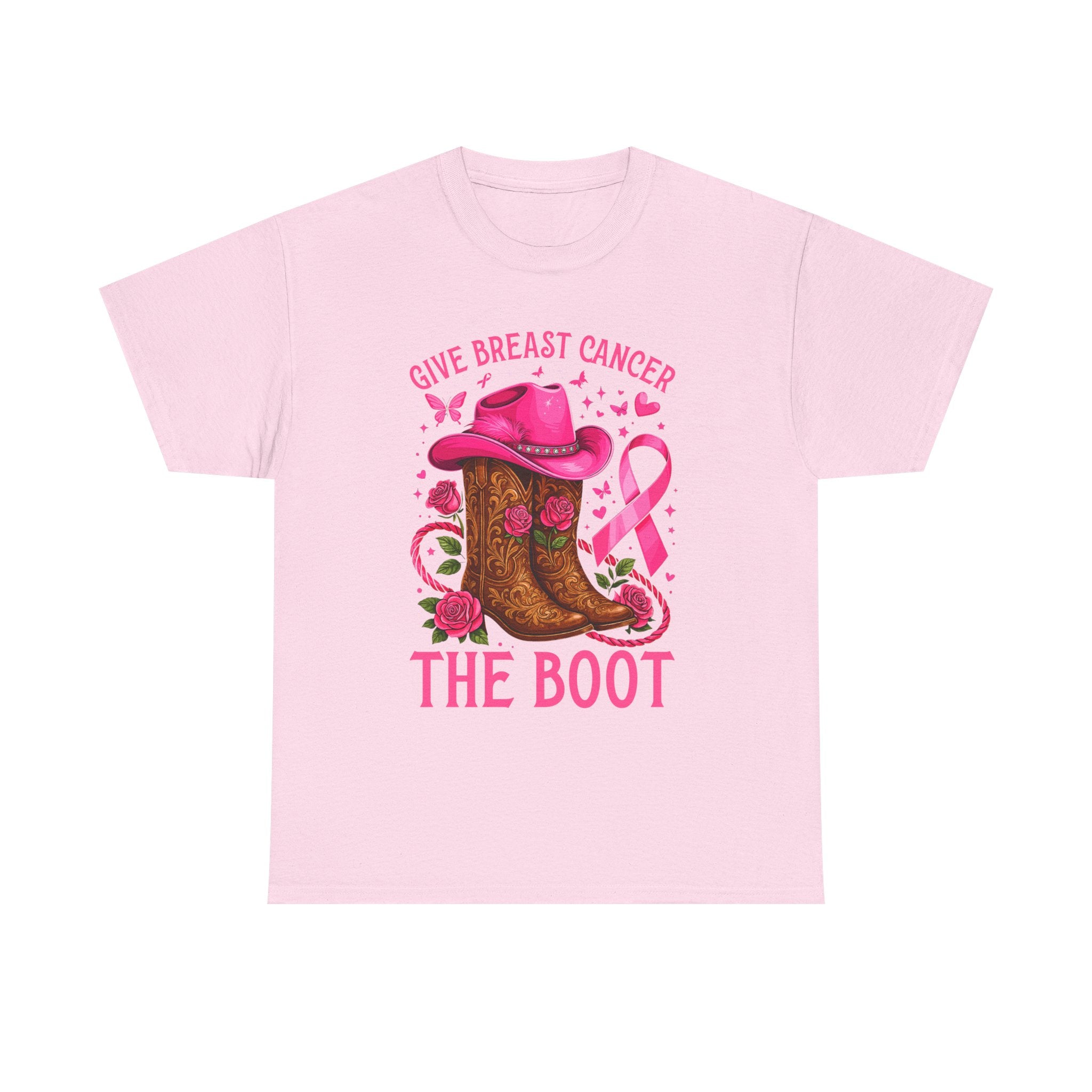 Breast Cancer Awareness T-Shirt, Unisex Tee, Give Breast Cancer the Boot Shirt, Cancer Survivor Gift, Pink Ribbon Top, Cancer Support