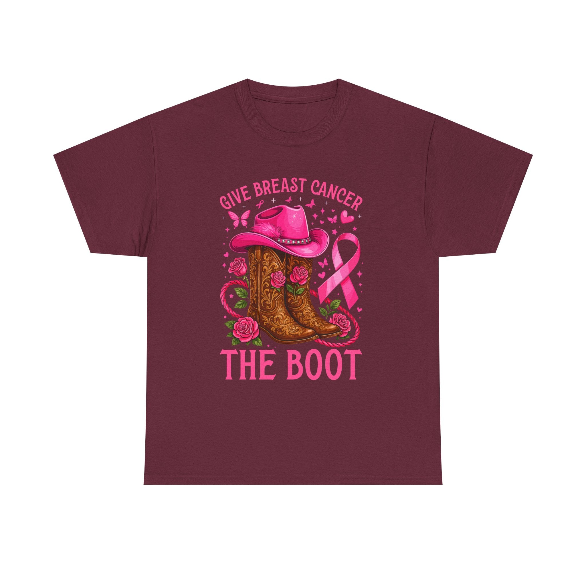 Breast Cancer Awareness T-Shirt, Unisex Tee, Give Breast Cancer the Boot Shirt, Cancer Survivor Gift, Pink Ribbon Top, Cancer Support
