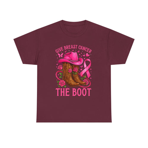Breast Cancer Awareness T-Shirt, Unisex Tee, Give Breast Cancer the Boot Shirt, Cancer Survivor Gift, Pink Ribbon Top, Cancer Support