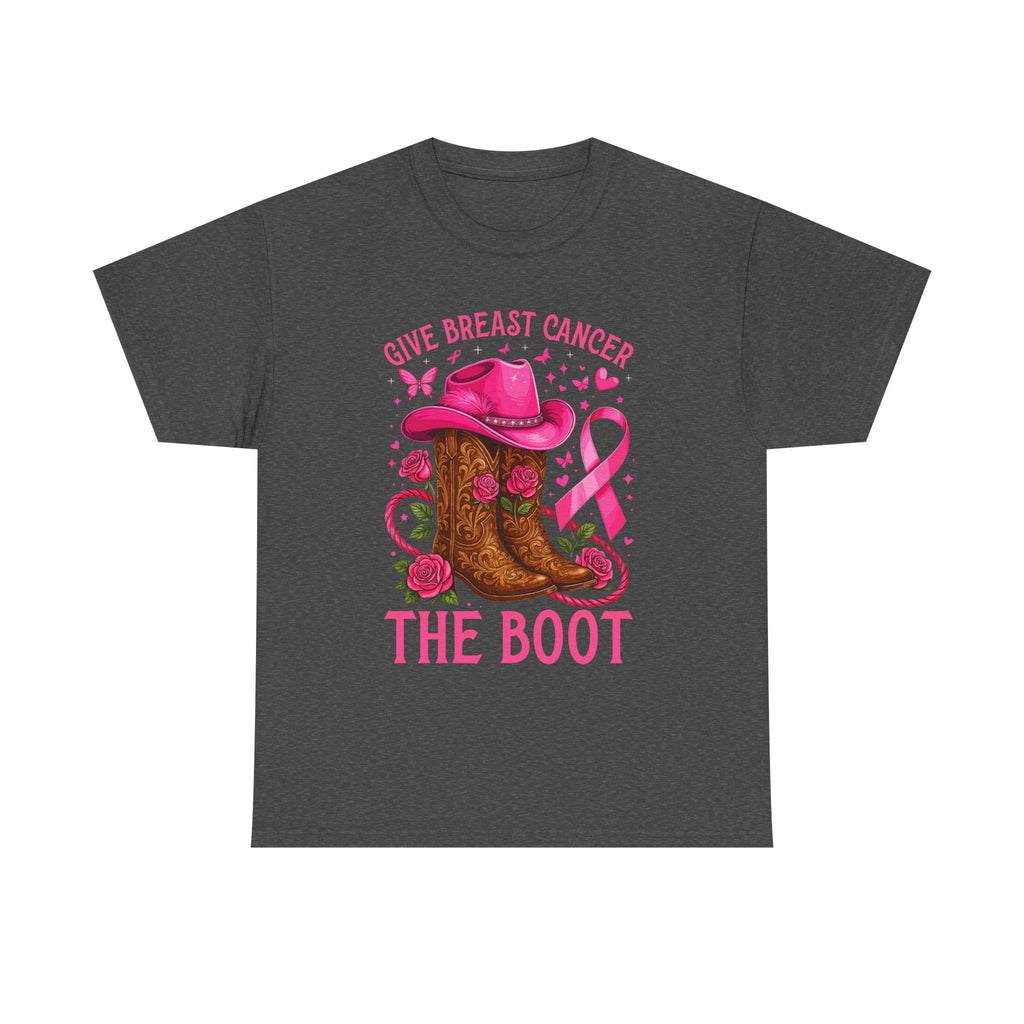 Breast Cancer Awareness T-Shirt, Unisex Tee, Give Breast Cancer the Boot Shirt, Cancer Survivor Gift, Pink Ribbon Top, Cancer Support