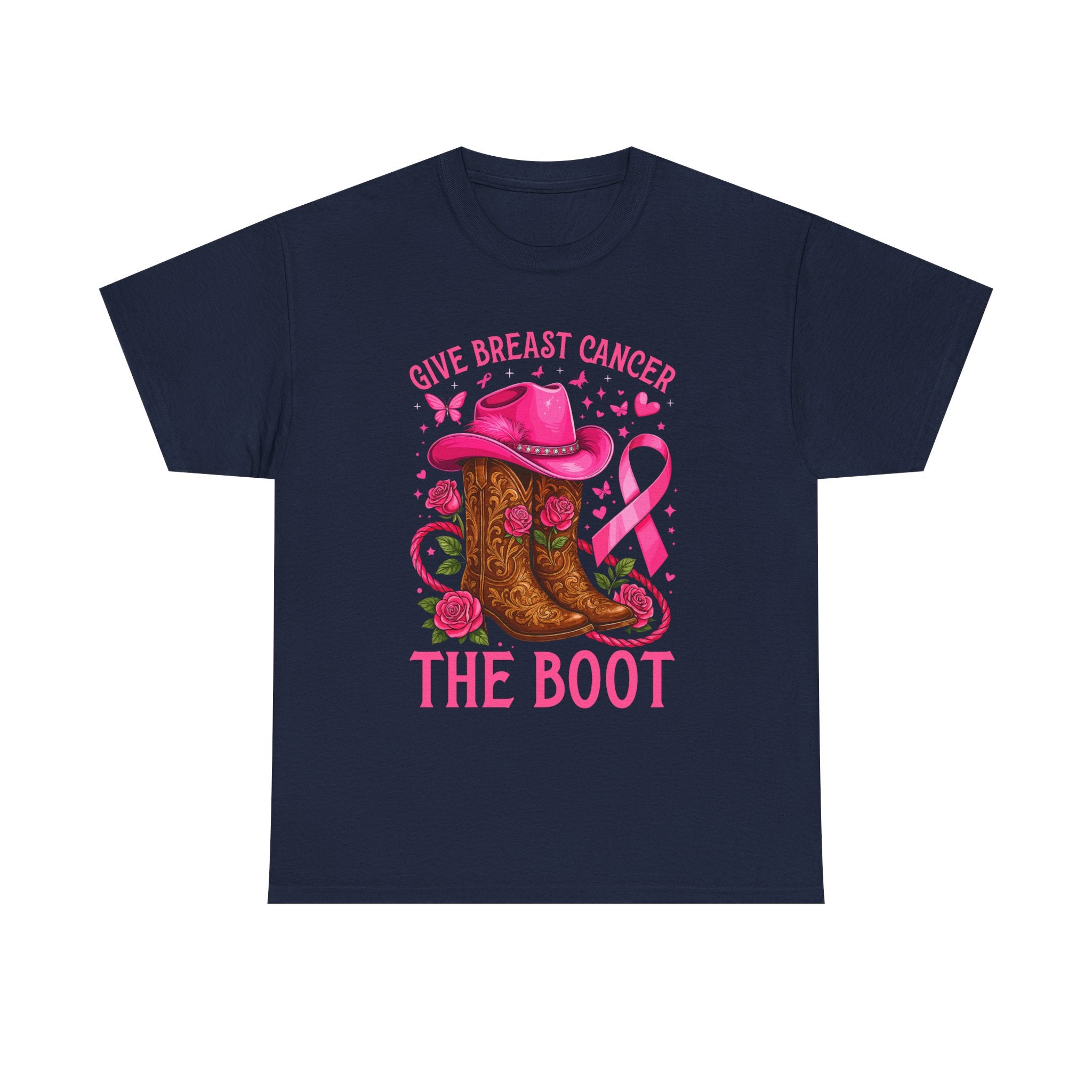 Breast Cancer Awareness T-Shirt, Unisex Tee, Give Breast Cancer the Boot Shirt, Cancer Survivor Gift, Pink Ribbon Top, Cancer Support