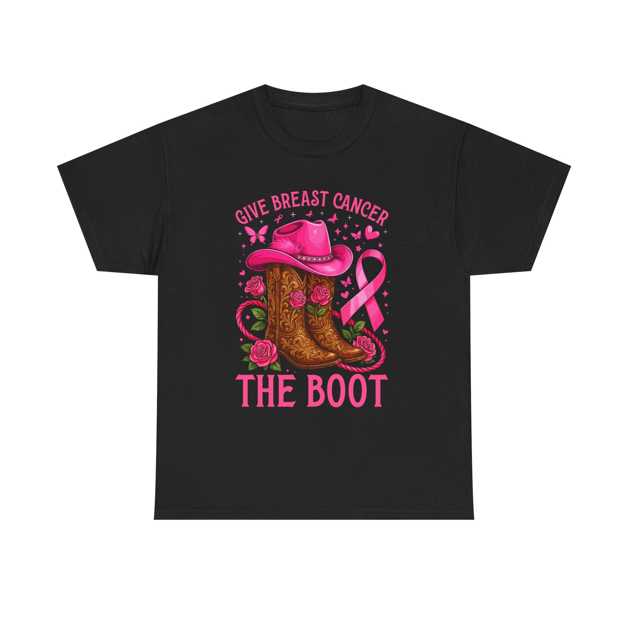 Breast Cancer Awareness T-Shirt, Unisex Tee, Give Breast Cancer the Boot Shirt, Cancer Survivor Gift, Pink Ribbon Top, Cancer Support