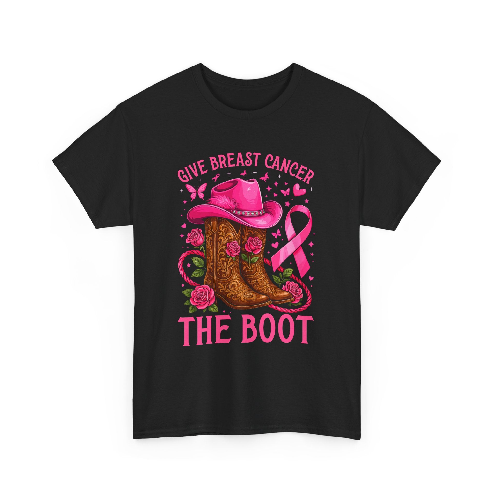 Breast Cancer Awareness T-Shirt, Unisex Tee, Give Breast Cancer the Boot Shirt, Cancer Survivor Gift, Pink Ribbon Top, Cancer Support