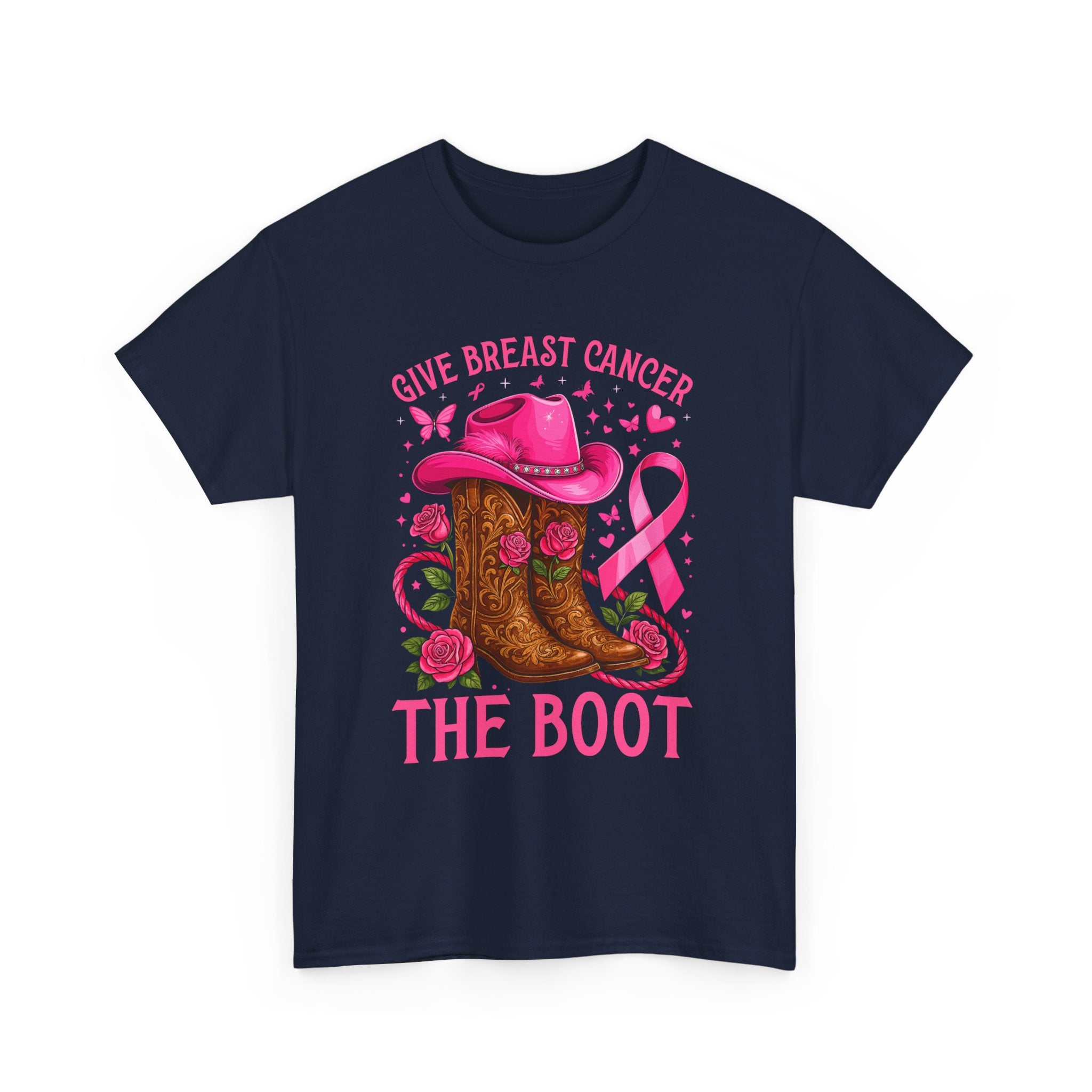 Breast Cancer Awareness T-Shirt, Unisex Tee, Give Breast Cancer the Boot Shirt, Cancer Survivor Gift, Pink Ribbon Top, Cancer Support