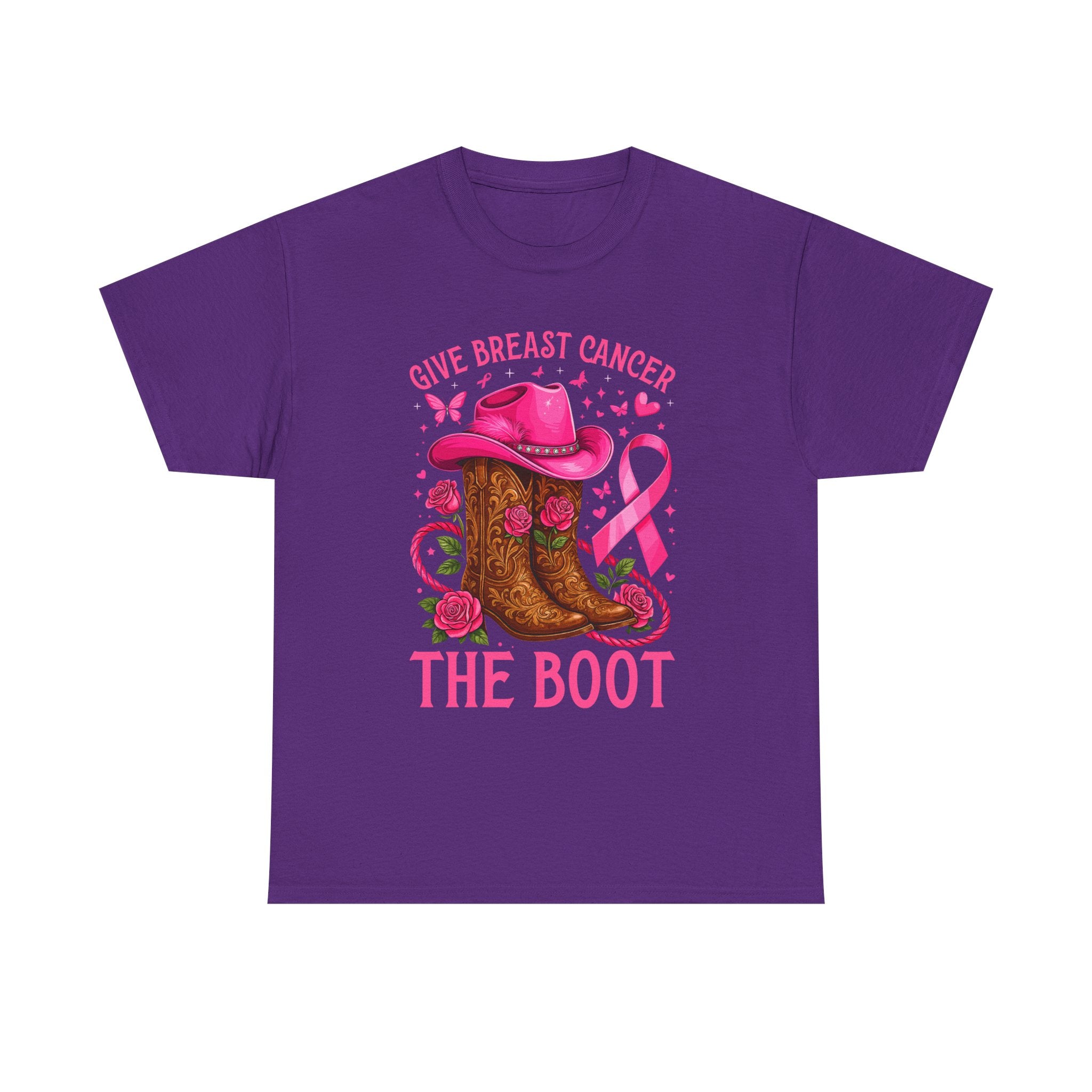 Breast Cancer Awareness T-Shirt, Unisex Tee, Give Breast Cancer the Boot Shirt, Cancer Survivor Gift, Pink Ribbon Top, Cancer Support