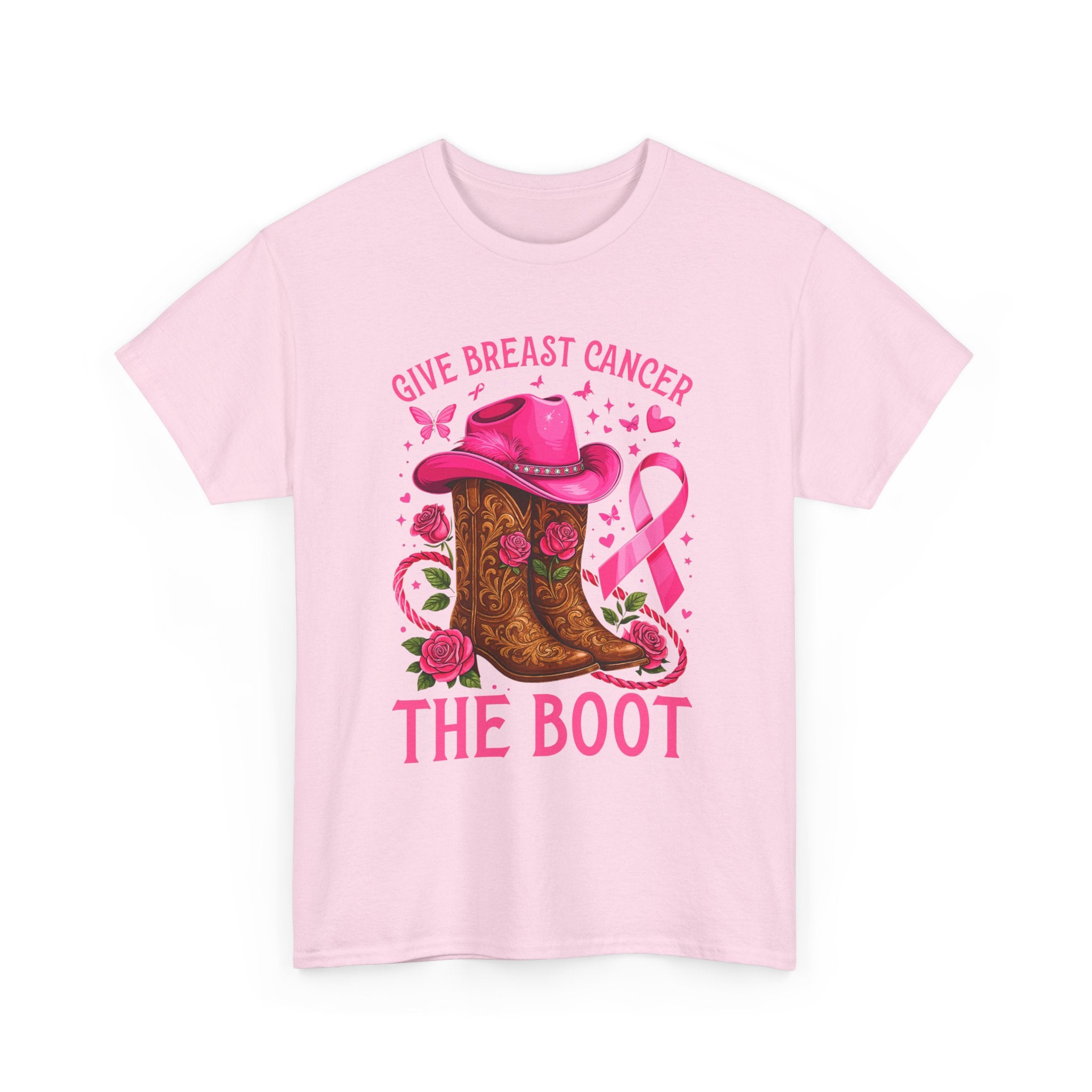 Breast Cancer Awareness T-Shirt, Unisex Tee, Give Breast Cancer the Boot Shirt, Cancer Survivor Gift, Pink Ribbon Top, Cancer Support