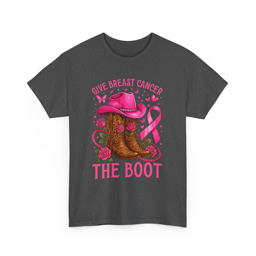 Breast Cancer Awareness T-Shirt, Unisex Tee, Give Breast Cancer the Boot Shirt, Cancer Survivor Gift, Pink Ribbon Top, Cancer Support