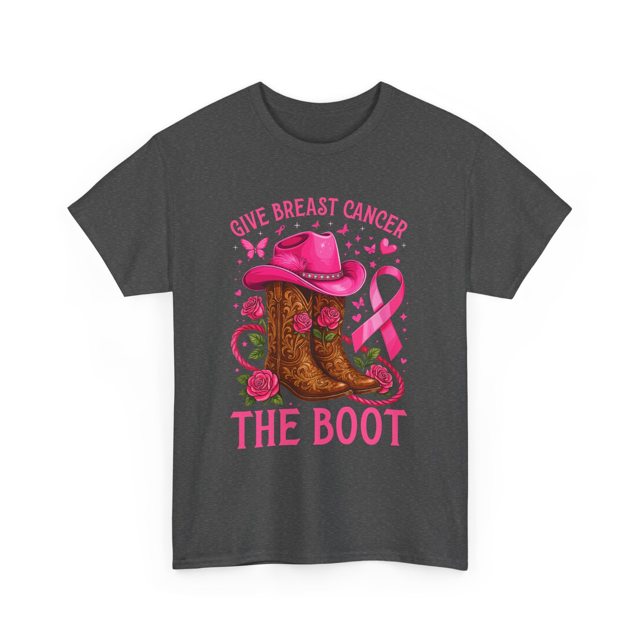 Breast Cancer Awareness T-Shirt, Unisex Tee, Give Breast Cancer the Boot Shirt, Cancer Survivor Gift, Pink Ribbon Top, Cancer Support